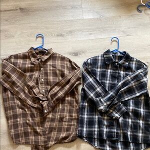 Men's Plaid Shirt - Brown and Black
